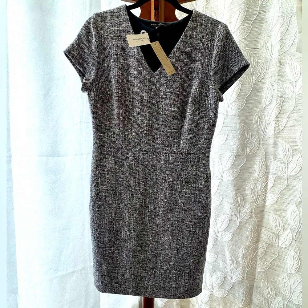 Banana Republic - Split Neck Boucle Sheath Dress